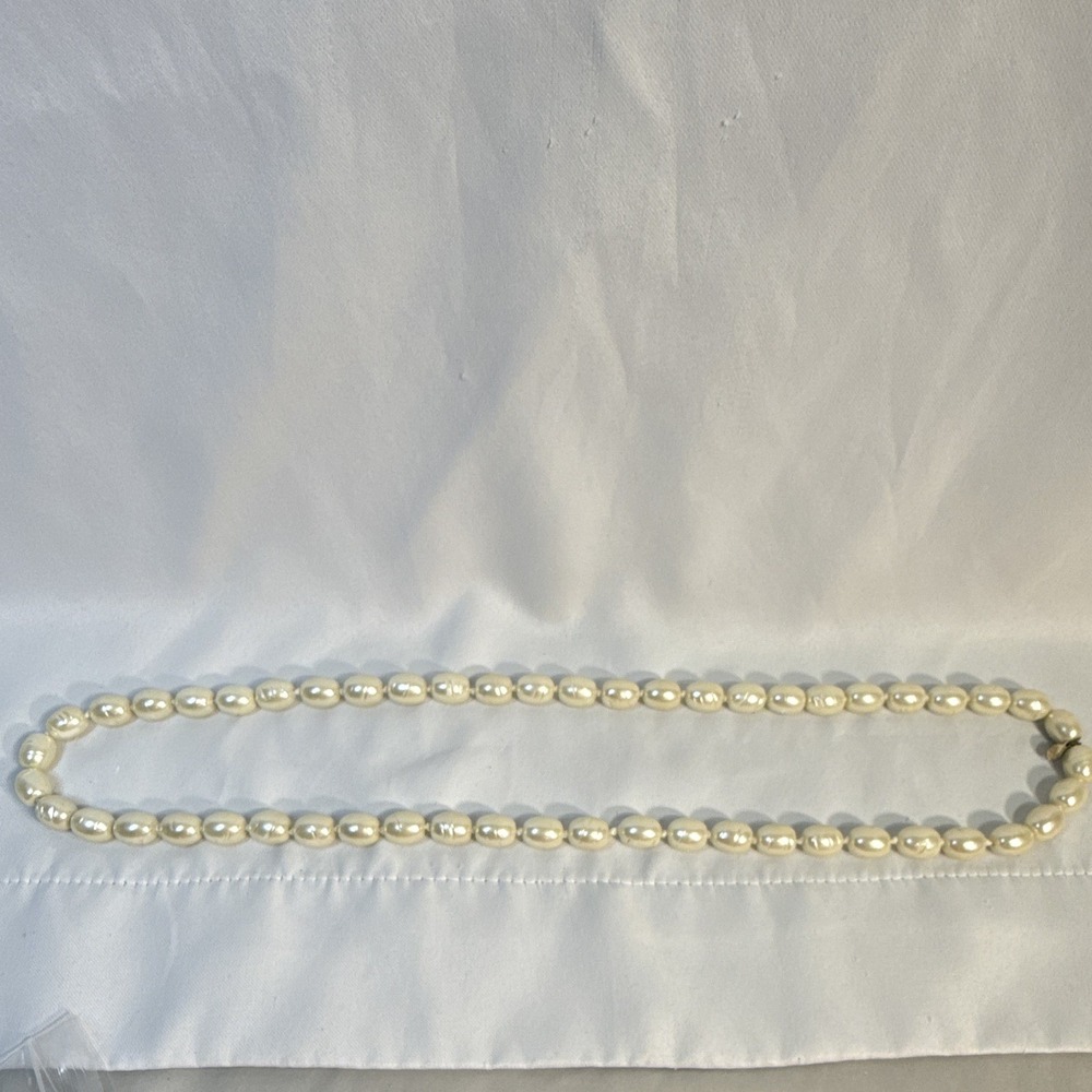Chico's Signed White Baroque Pearl Beaded Strand Necklace 30 in